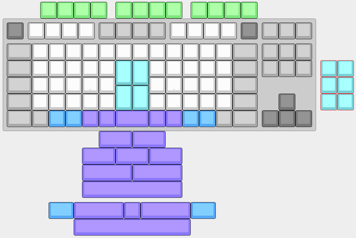 Kousa TKL - An ortho TKL (h88c form) pcb using ergodox keycaps image 2