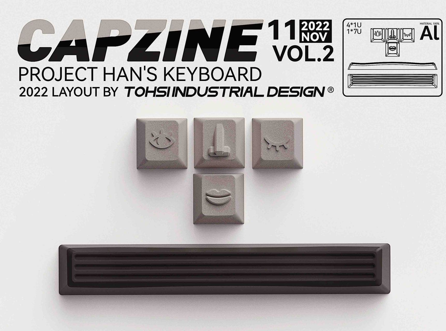 Wink - Metal sculpture keycaps - Capzine Program Vol.2