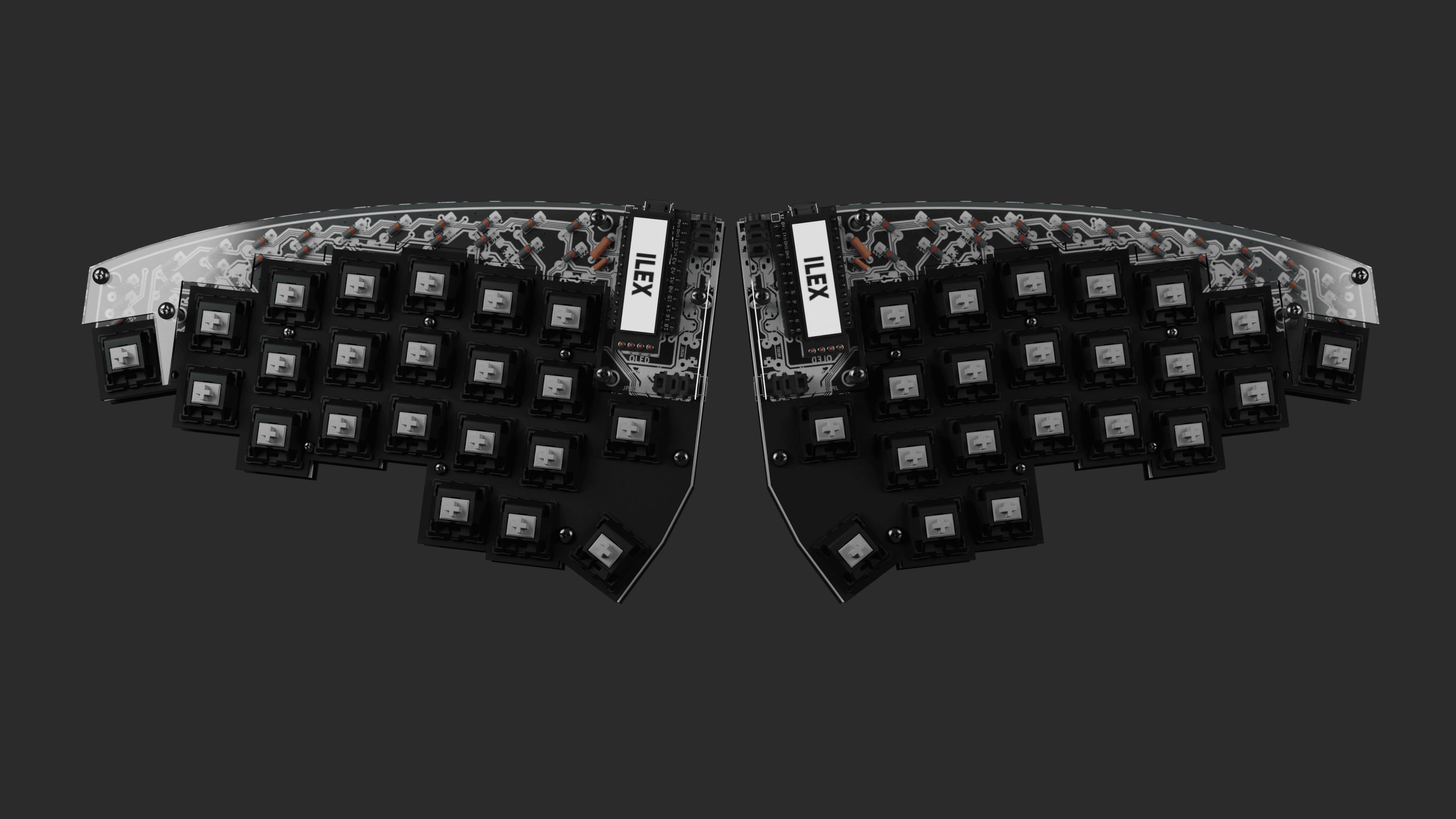 Ilex - Split Ergo with exposed components