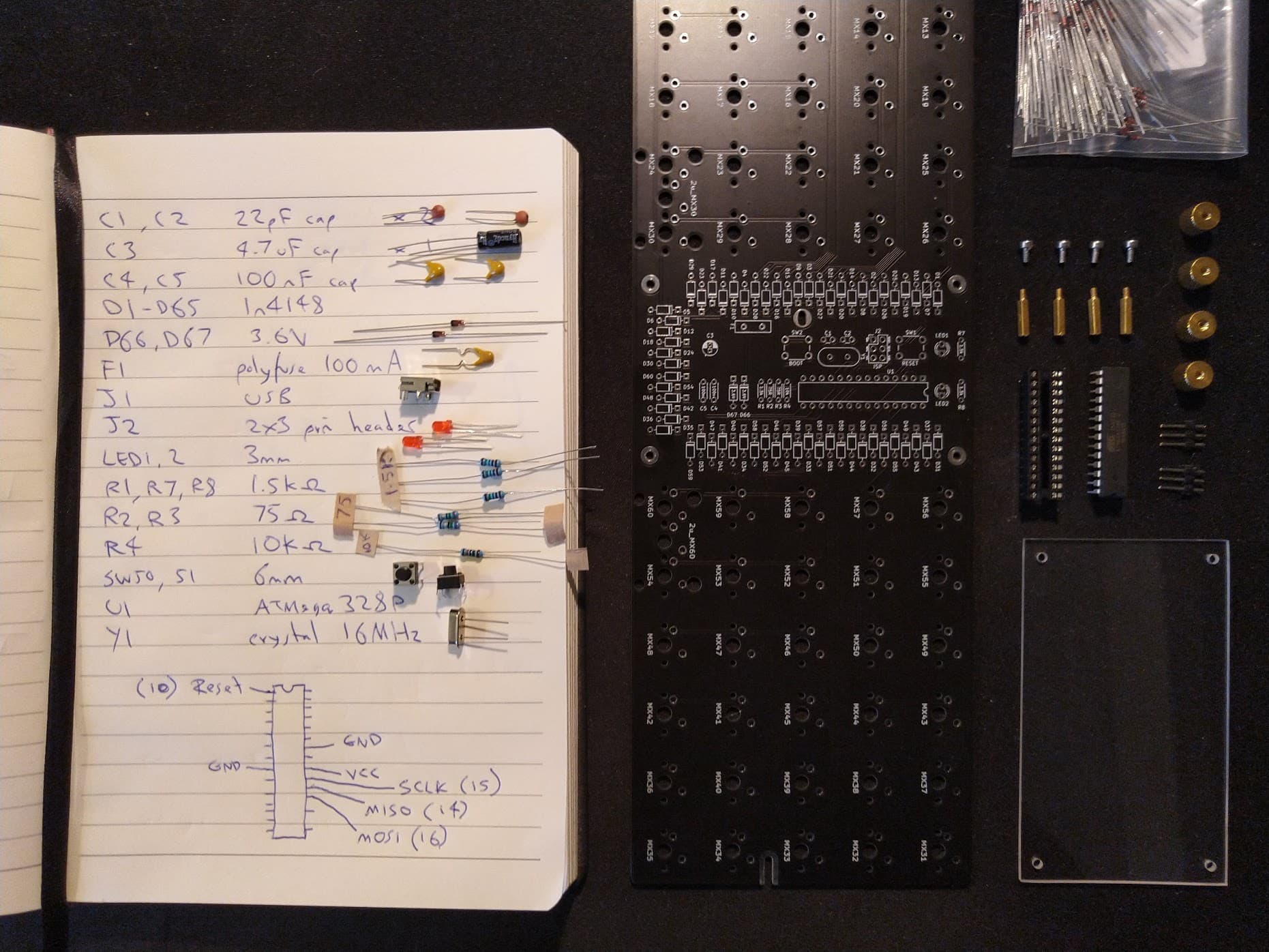 Lumberjack PCB Kit R2 - Ortholinear through-hole aesthetic 60% PCB image 2