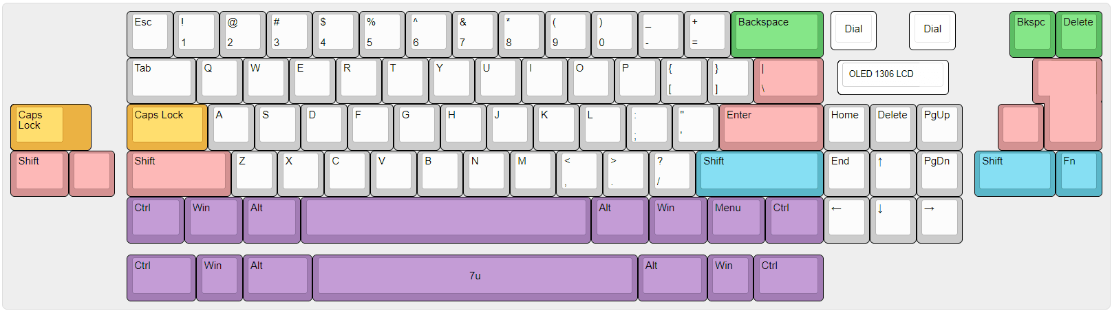 Beezenbach70 - Compact F-Rowless 60-70% w/ Rotary Encoders and OLED display image 4