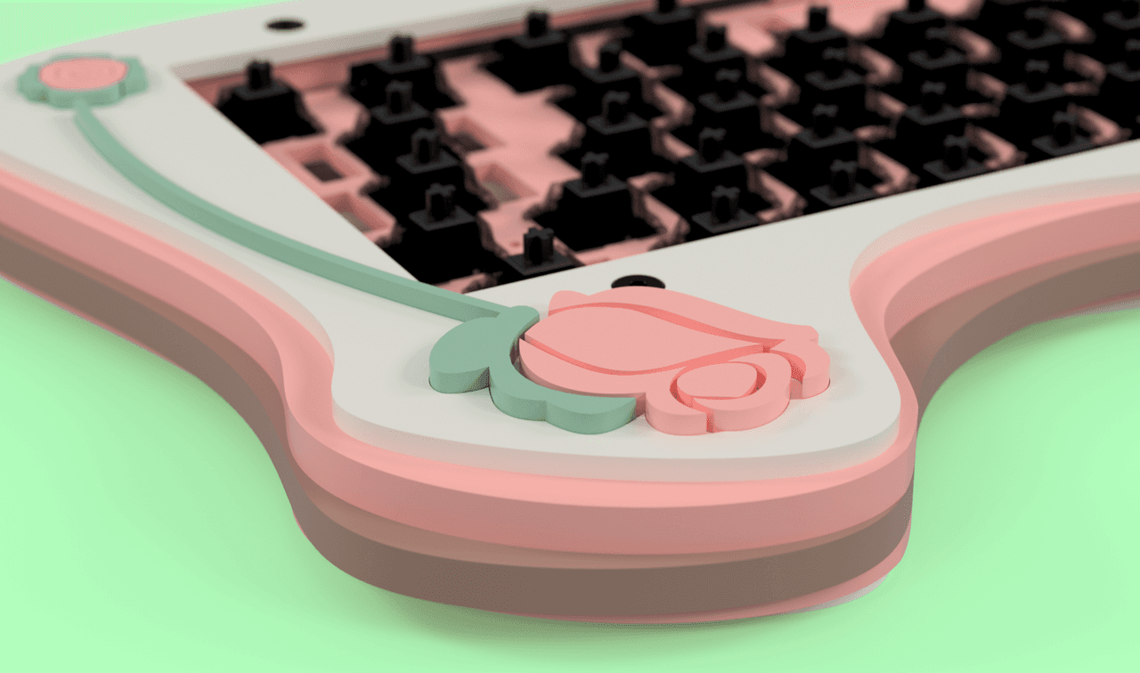 Floral60 - DZ60 compatable stacked acrylic keyboard kit image 7