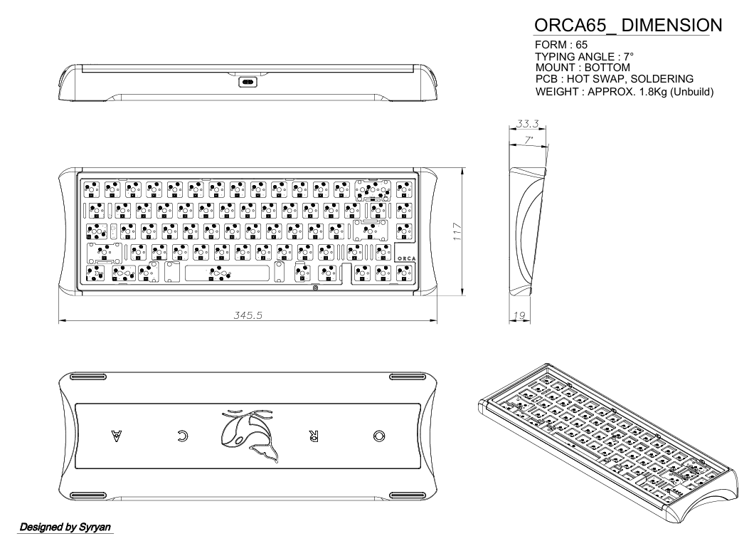 'Orca' 65% keyboard from Linworks image 11