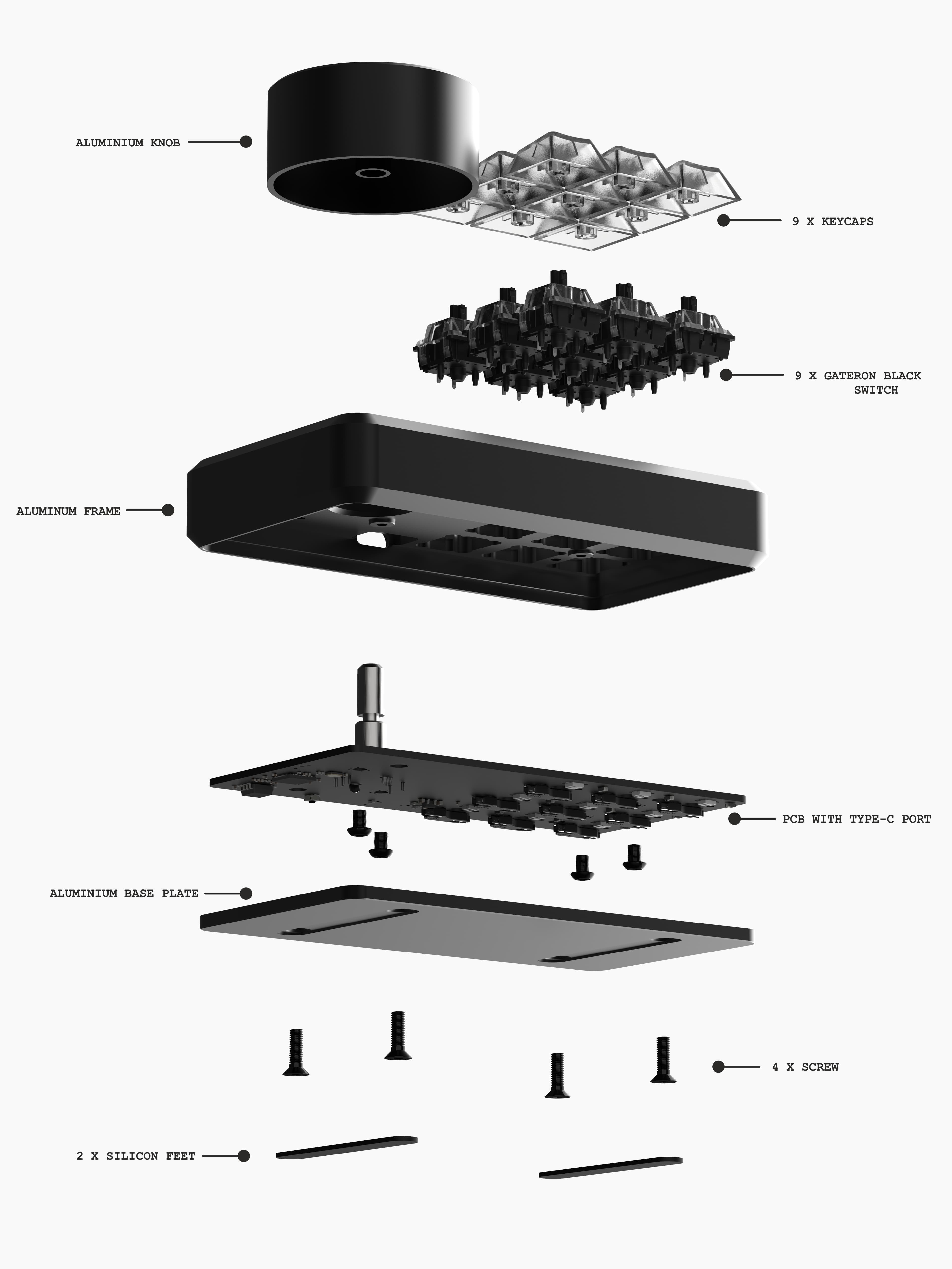 BINEPAD BNK9 | 1 Knobs and 9 Switches | MACROPAD (Shipped) image 9