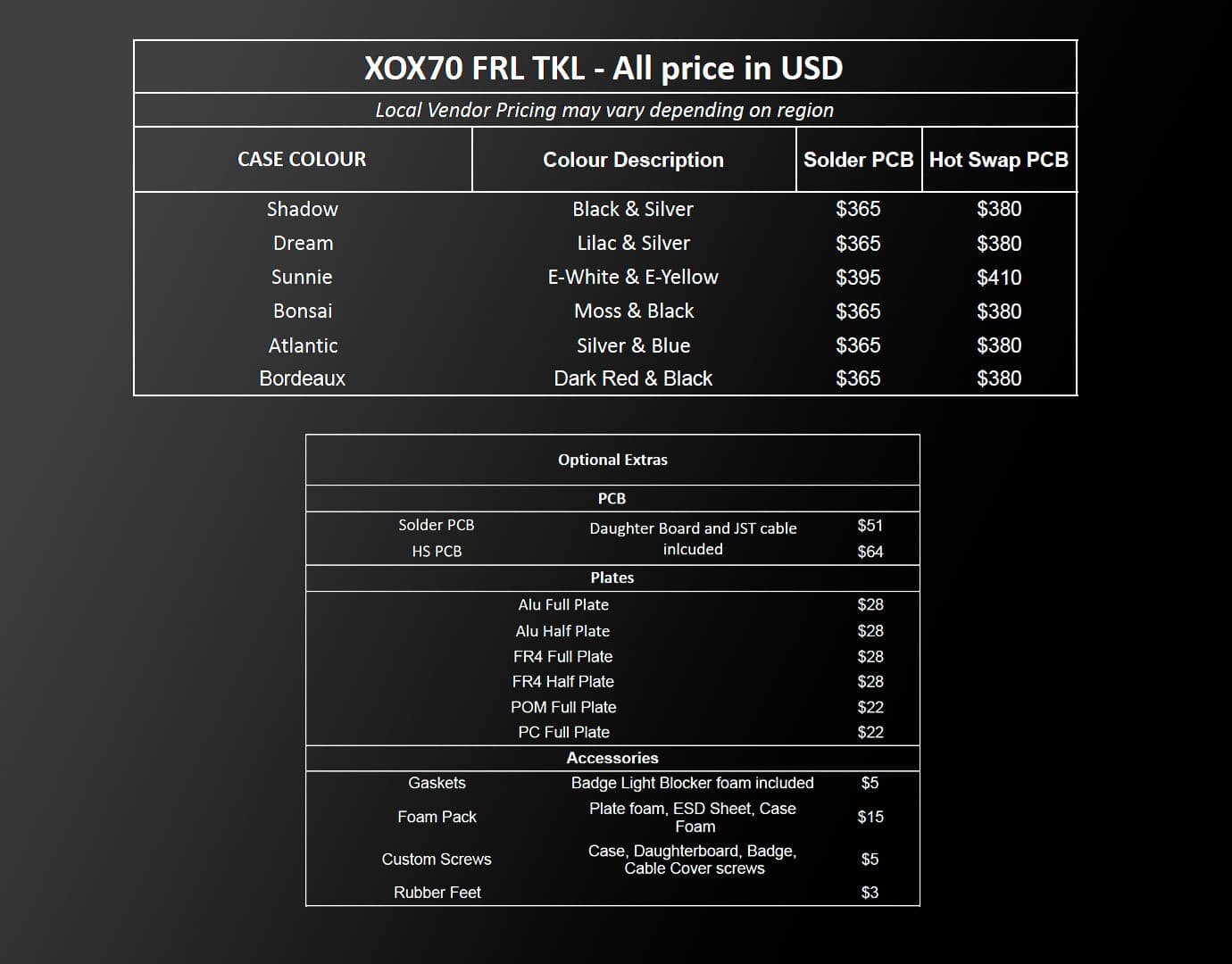 XOX70 FRL TKL - Extras Available Now image 4