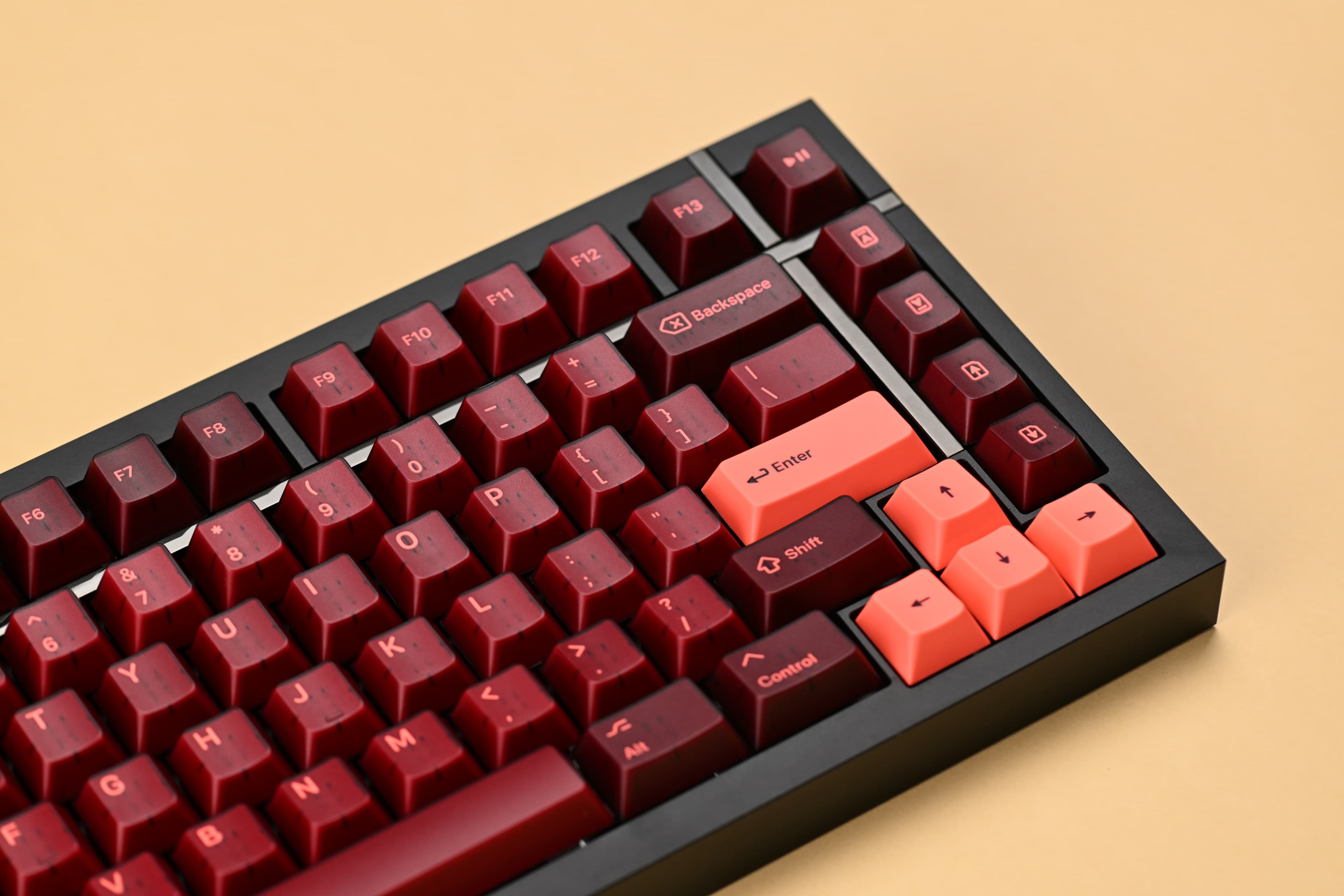 KAP Generation — a set of bright pink and translucent maroon keycaps image 12