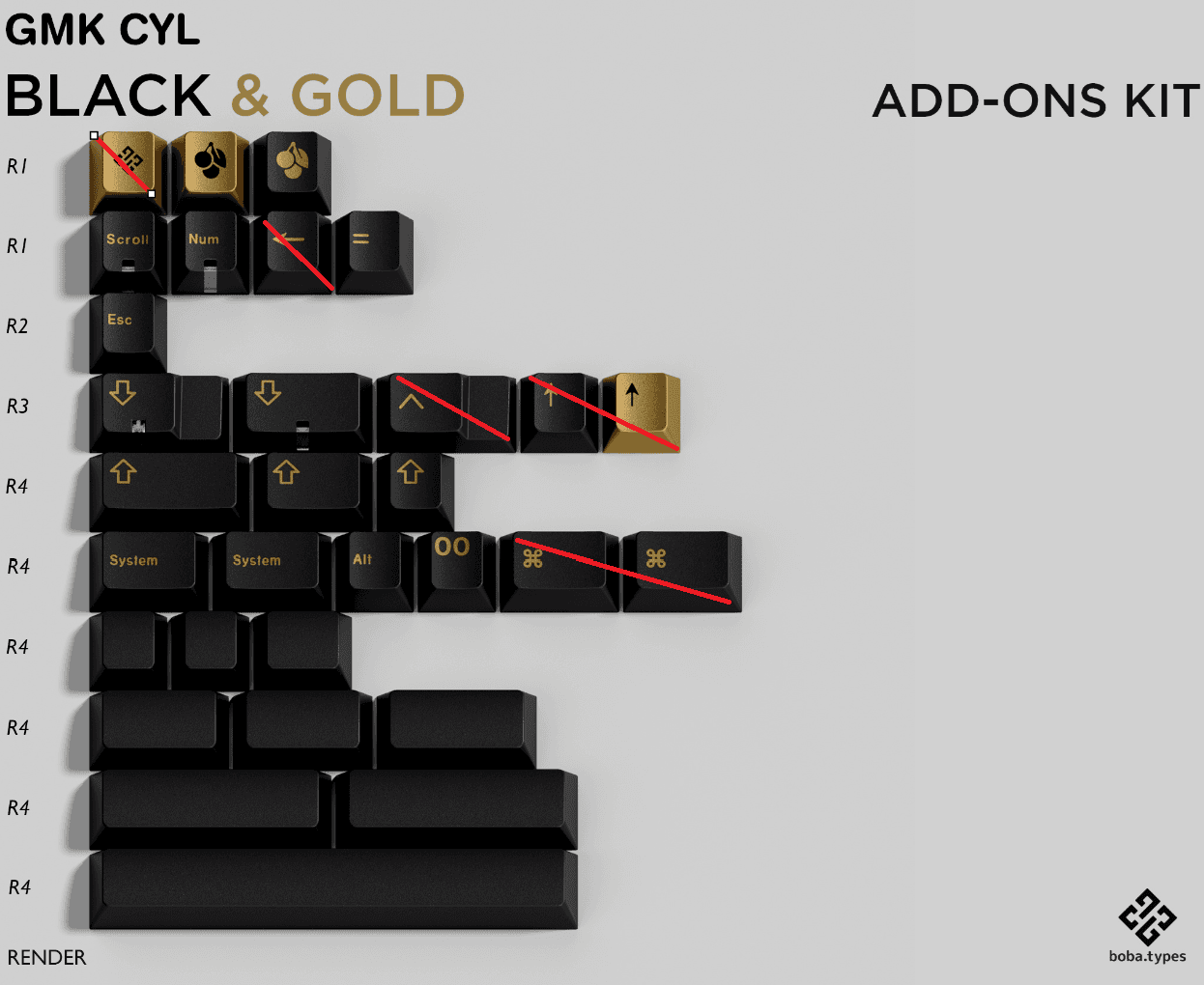 GMK CYL Black & Gold | GB live 'til 20th March - New deskmats/renders! image 44