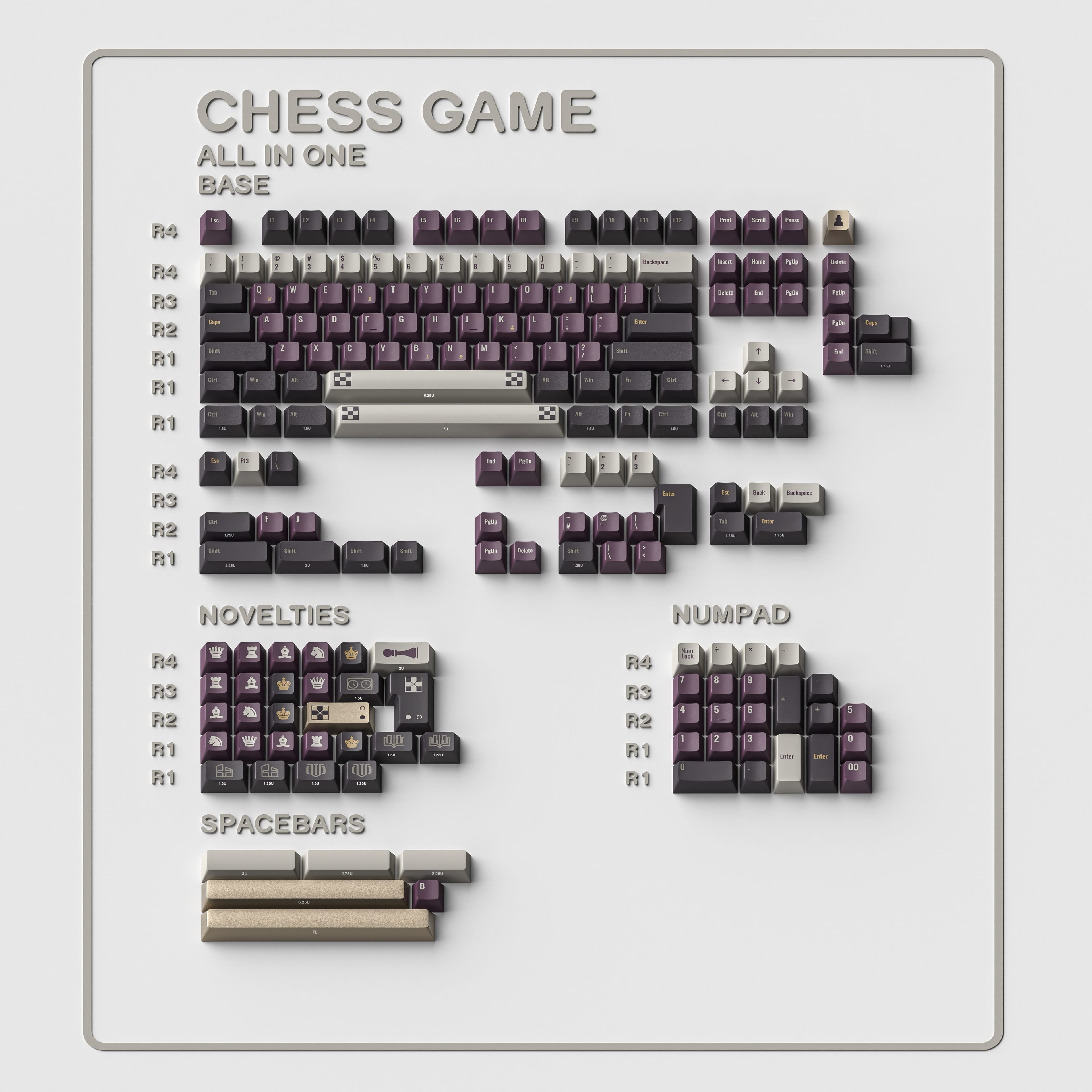 ALOHAKB ChessGame Purple Theme Gilding Crafts Key Cap image 23