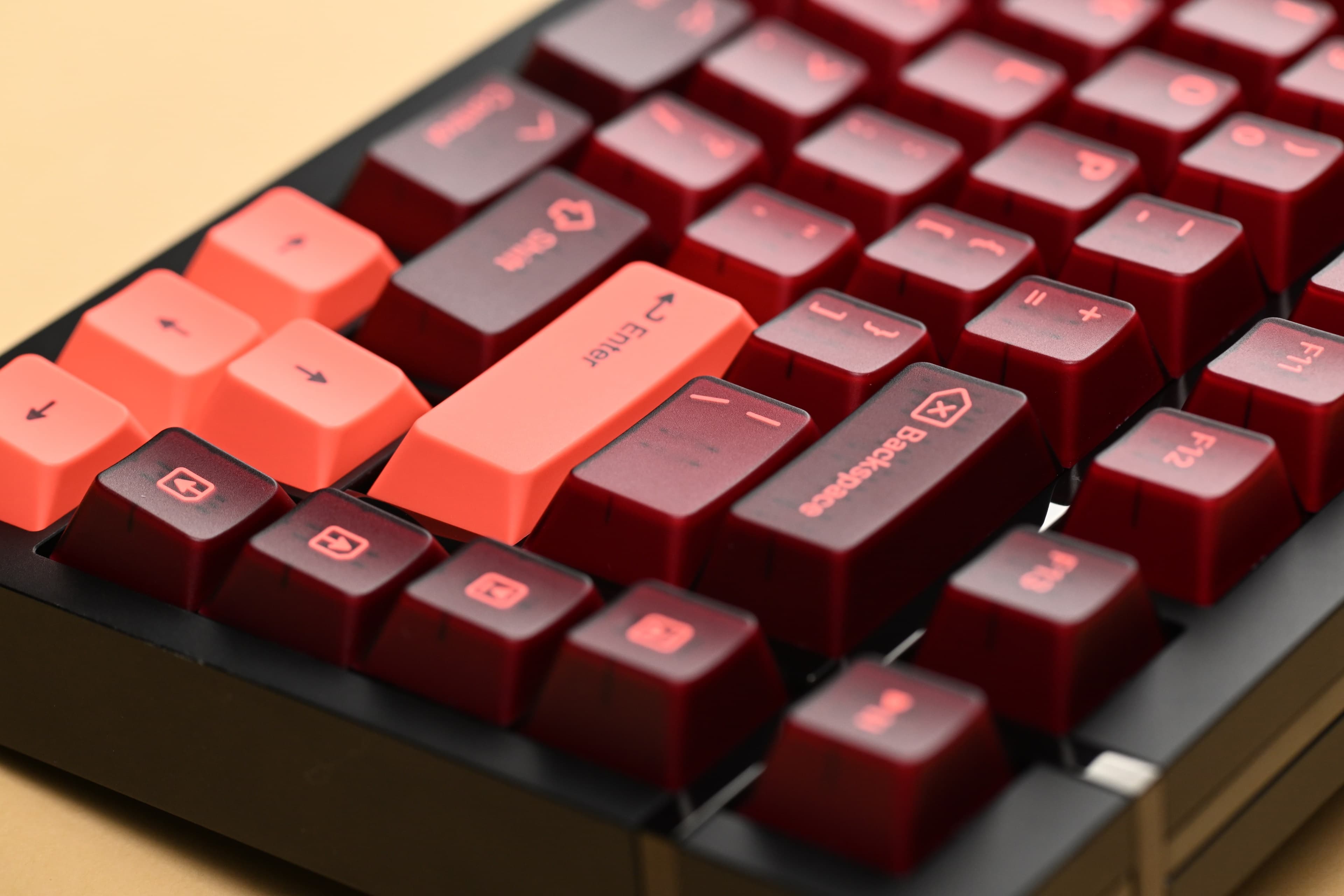 KAP Generation — a set of bright pink and translucent maroon keycaps image 14