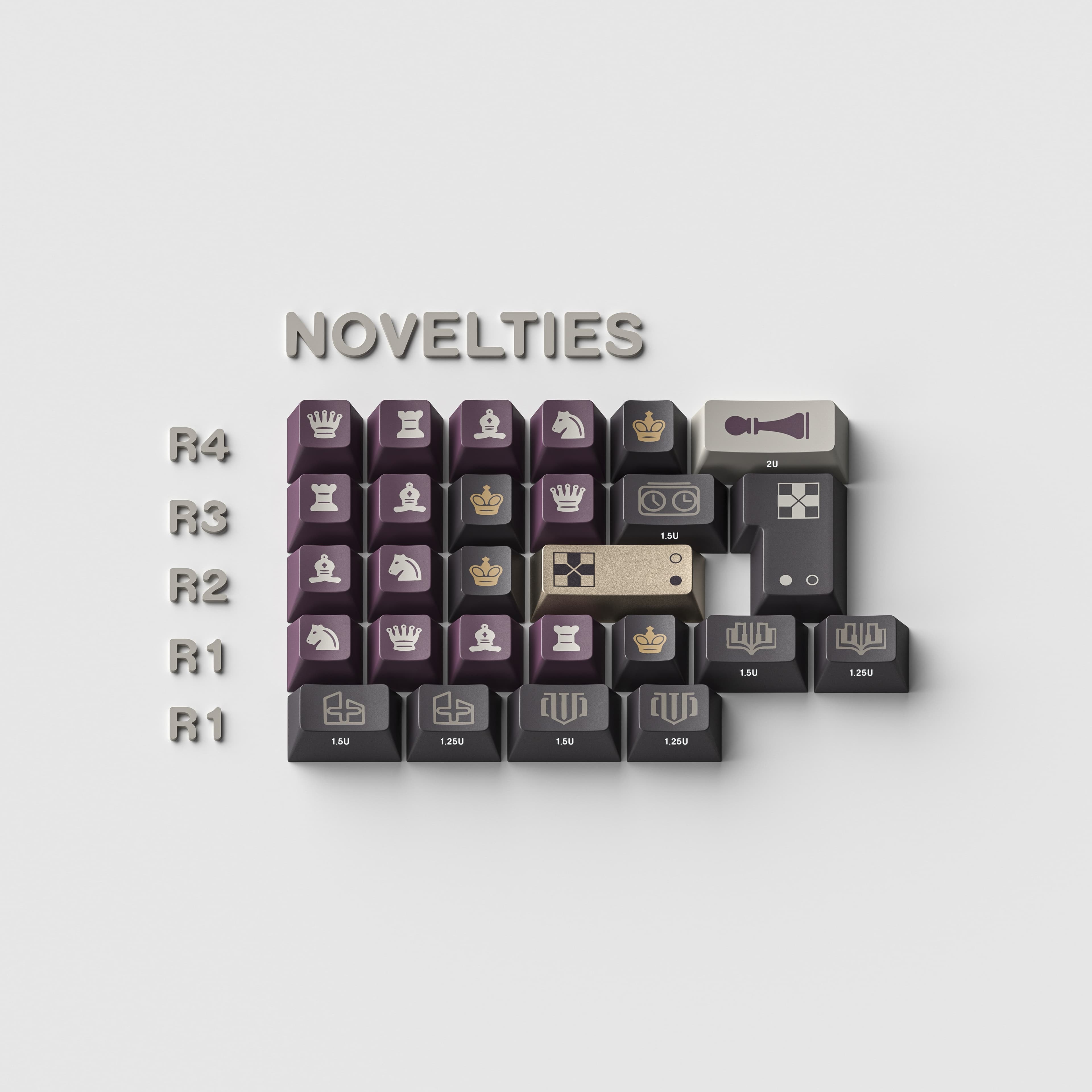 ALOHAKB ChessGame Purple Theme Gilding Crafts Key Cap image 28