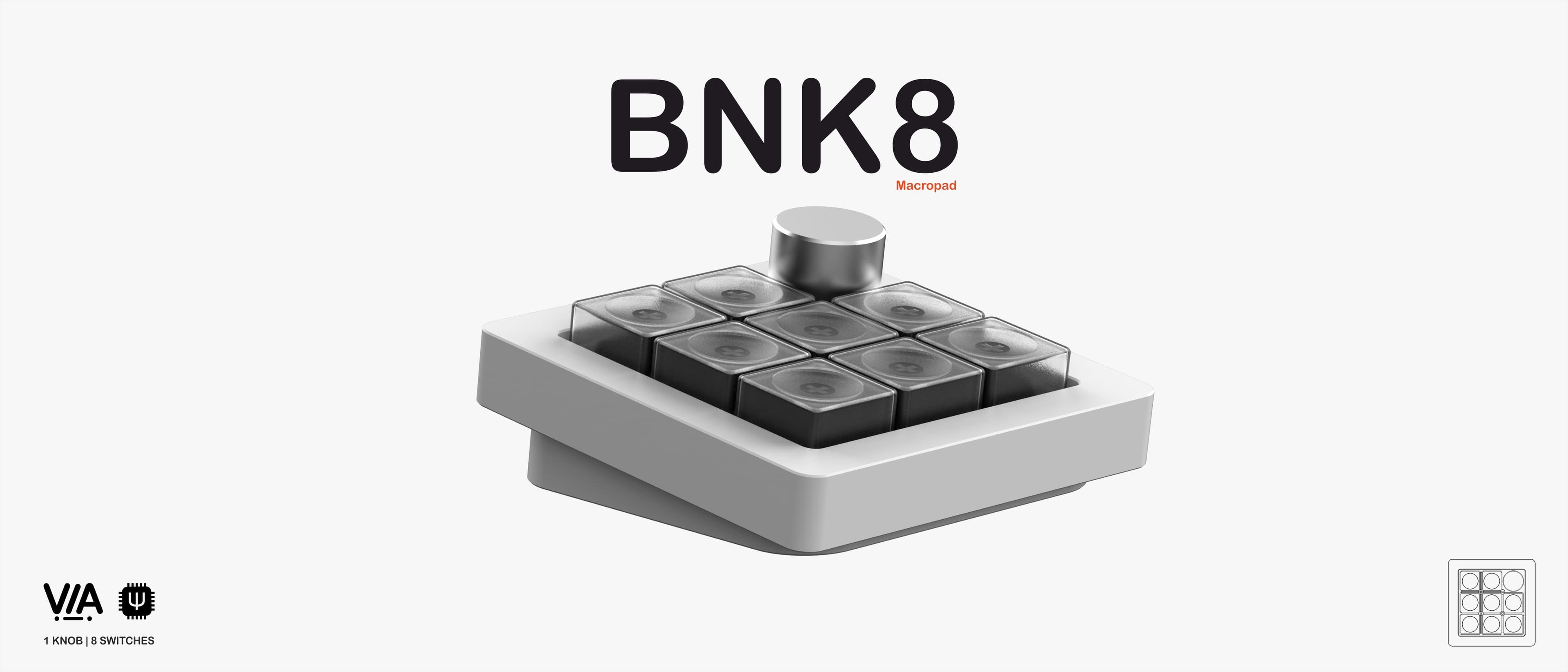 BINEPAD BNK8 | 1 Knobs and 8 Switches | MACROPAD