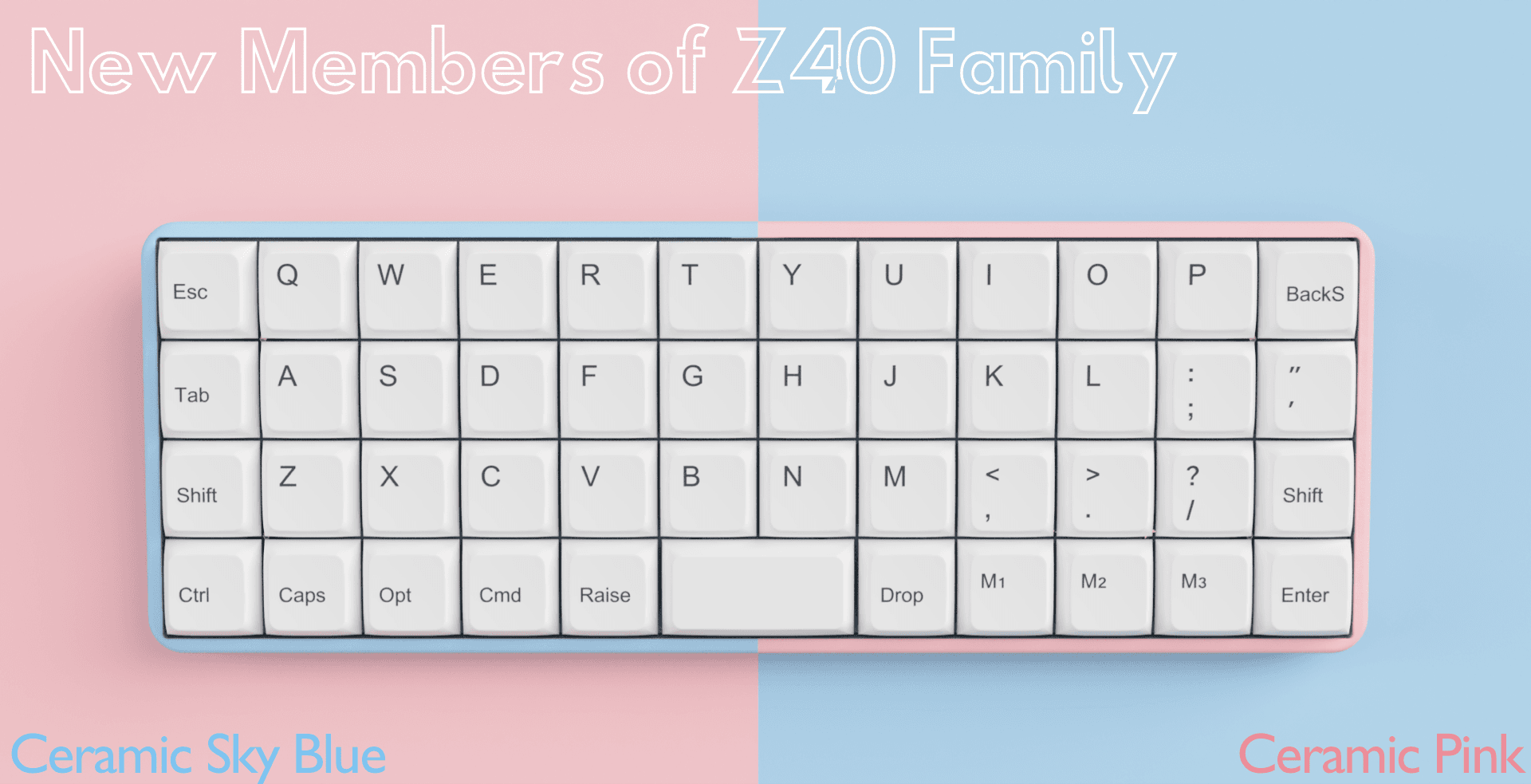 QUARKeys Z40 low profile keyboard, 40% MIT layout, full kit
