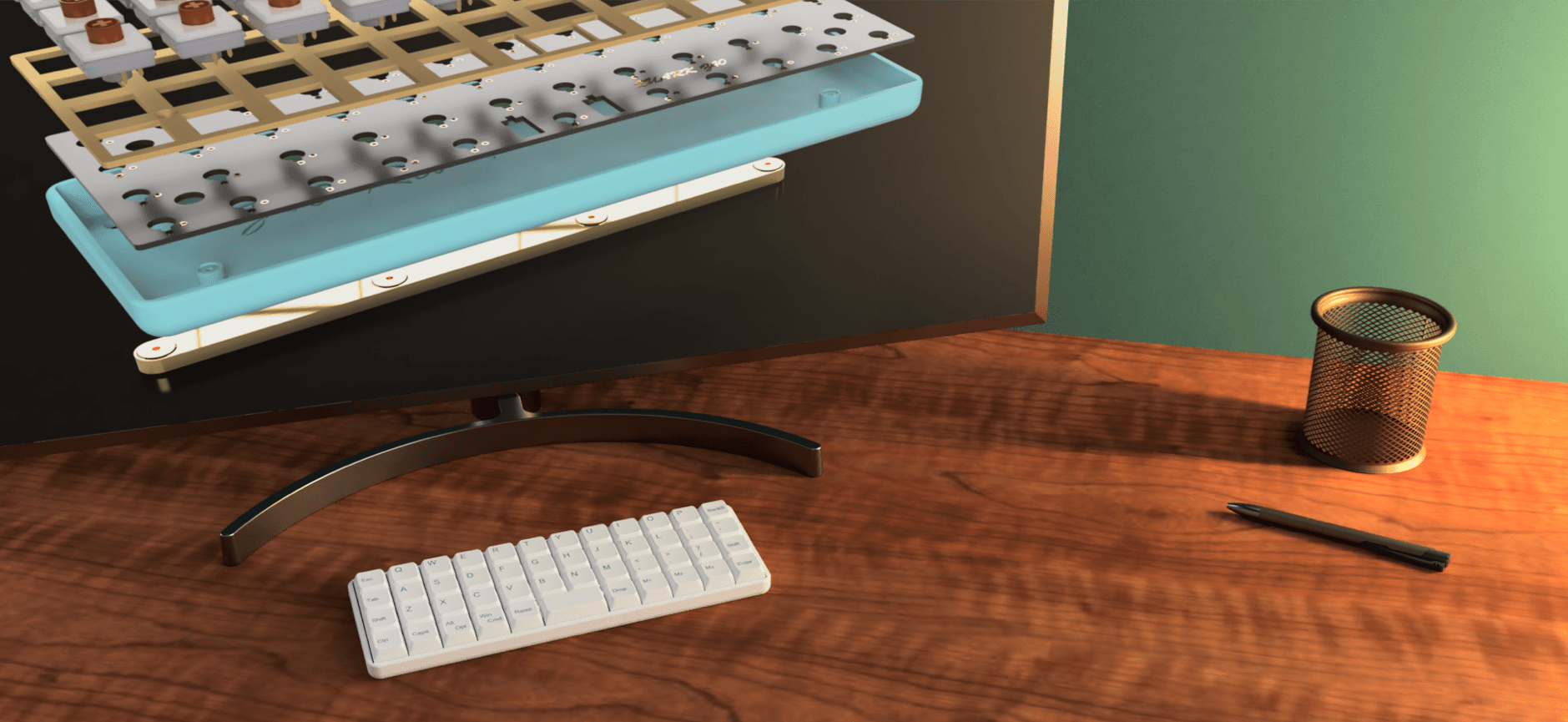 QUARKeys Z40 low profile keyboard, 40% MIT layout, full kit image 19