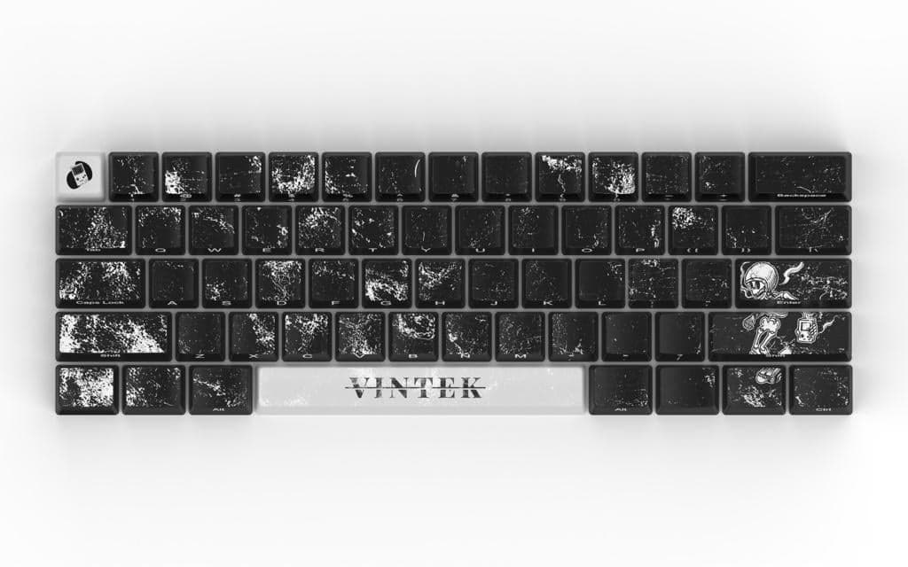 The “Oreo Skully” Keycaps for 60% ANSI Keyboards. From the “Worn & Washed” collection.